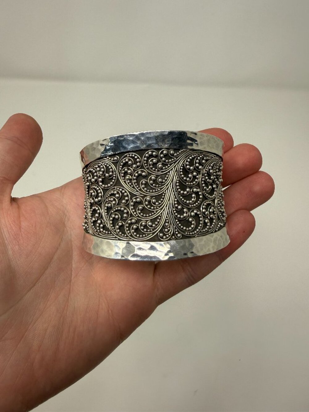 Lois Hill Wide Cuff Bracelet 925 Sterling Silver